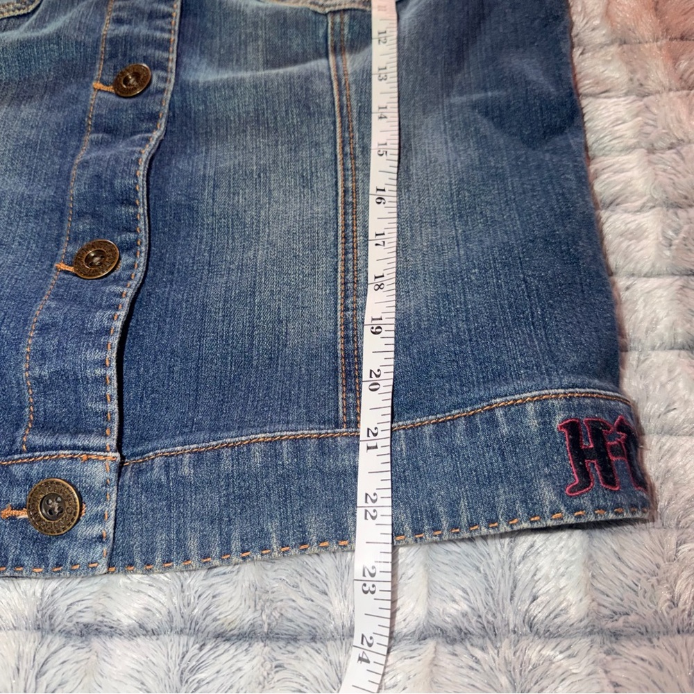 Harley-Davidson Vintage Denim Embroidered Jacket Womens Size L Eagle Studded - Picture 13 of 14